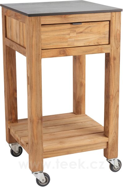Stern Příborník Hilda, Stern, 50x50x91 cm, rám old teak, deska HPL, Smoky, včetně koleček a 1 šuplíku