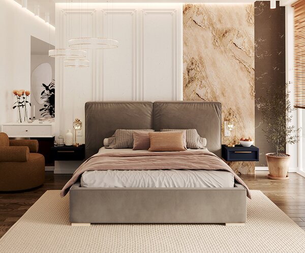Čalouněná postel BRISTOL 140x200 Tmavě šedá Paris s úložným prostorem kovový rošt