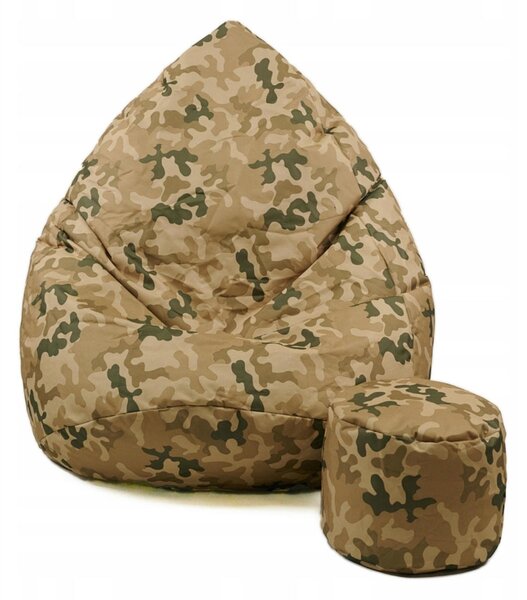 JAKS Sedací vak s podnožkou military