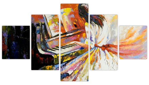 Obraz - Žena hrající na piáno (125x70 cm)