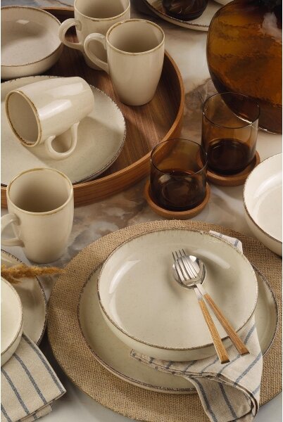 Jídelní sada 16 ks béžová/porcelán