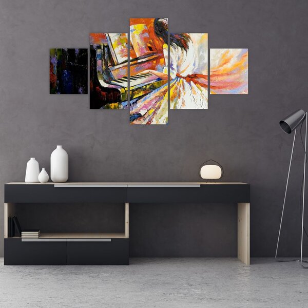 Obraz - Žena hrající na piáno (125x70 cm)