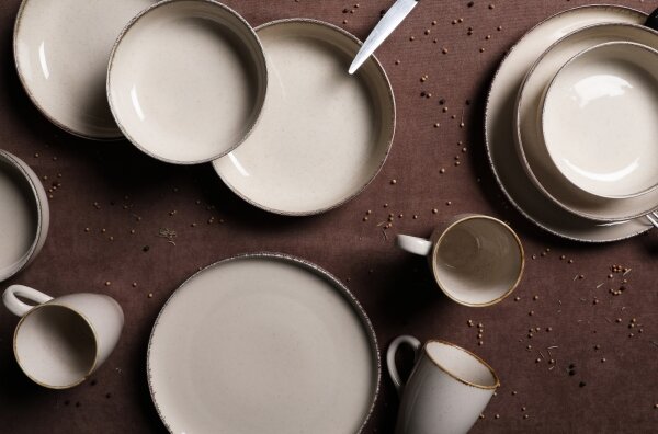 Jídelní sada 16 ks béžová/porcelán
