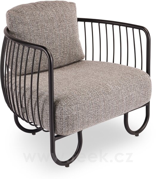 Stern Nízké křeslo Ila, Stern, 85x76x67 cm, rám lakovaný hliník černý (black matt), venkovní látka barva Mélange grey, rychleschnoucí výplň, včetně krycí plachty