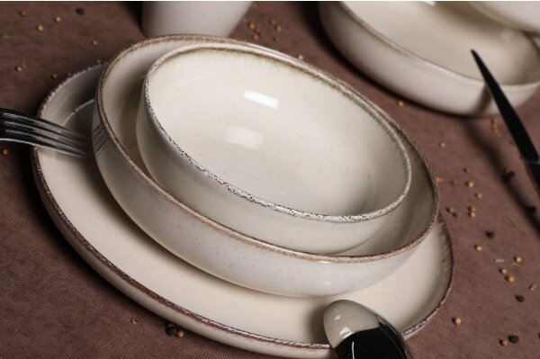 Jídelní sada 16 ks béžová/porcelán