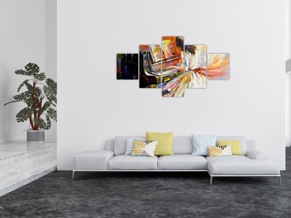 Obraz - Žena hrající na piáno (125x70 cm)