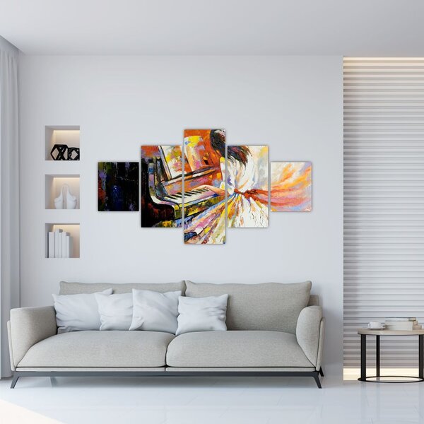 Obraz - Žena hrající na piáno (125x70 cm)