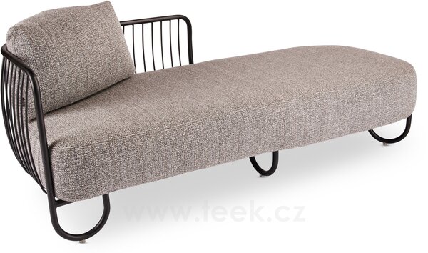 Stern Relaxační díl pravostranný Ila, Stern, 196x73x67 cm, rám lakovaný hliník černý (black matt), venkovní látka barva Mélange grey, rychleschnoucí výplň, včetně krycí plachty
