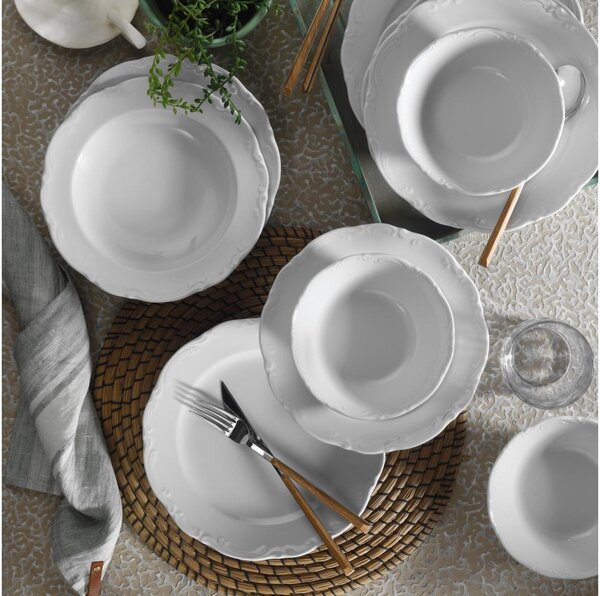 Jídelní sada 18 ks bílá/porcelán