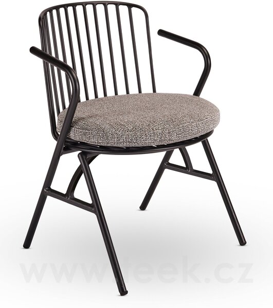Stern Jídelní křeslo Rox, Stern, 62x57x81 cm, rám lakovaný hliník černý (black matt), sedák venkovní látka barva Mélange grey