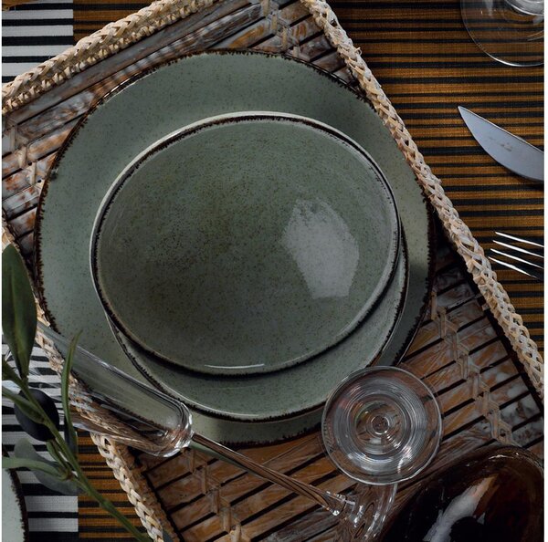 Jídelní sada 18 ks zelená/porcelán