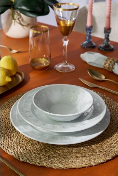 Jídelní sada 18 ks bílá/porcelán