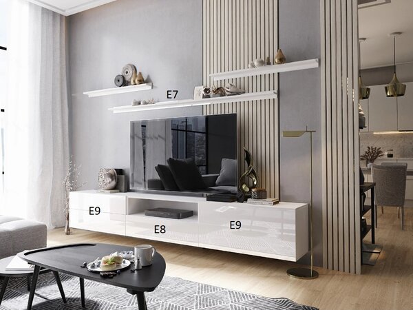 Obývací stěna Berny 49 (bílá + bílý lesk). Akce -20%