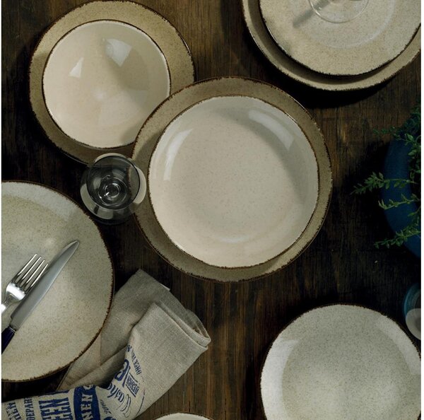 Jídelní sada 18 ks béžová/porcelán