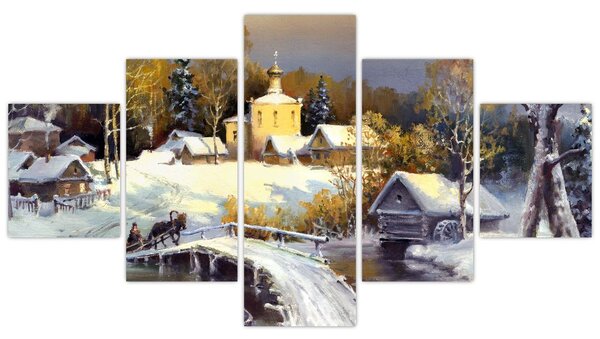 Obraz - Zimní městečko (125x70 cm)