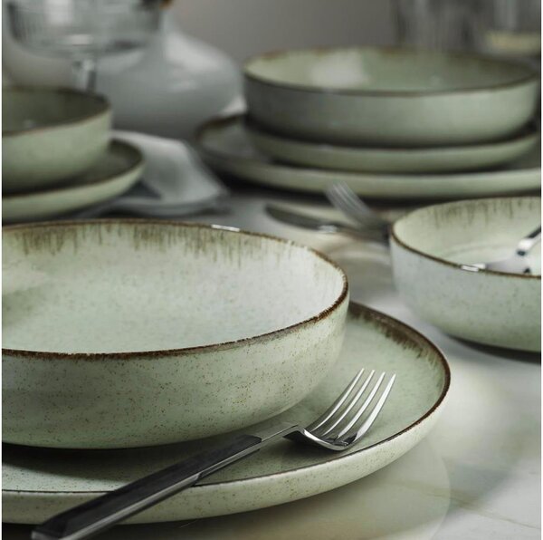 Jídelní sada 12 ks zelená/porcelán