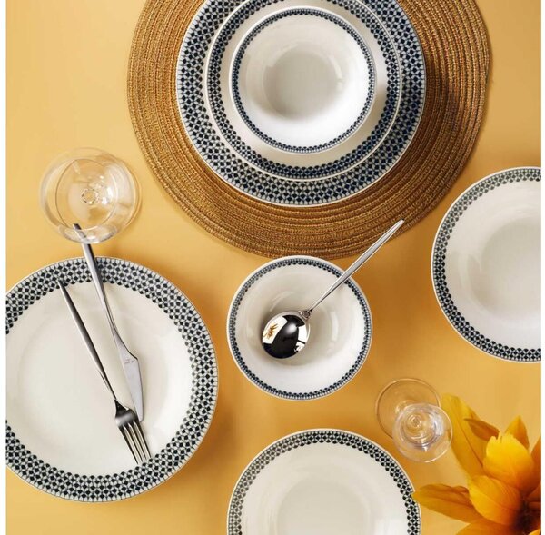 Jídelní sada 12 ks bílá/černá/porcelán