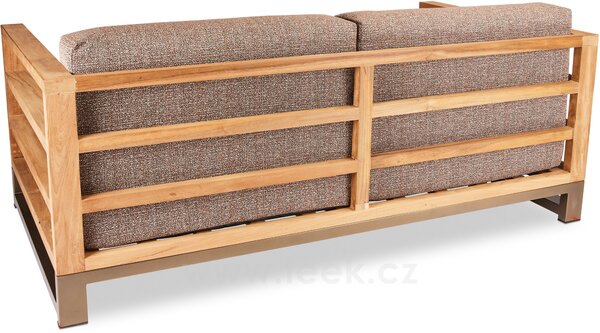 Stern 3-místná pohovka Luc, Stern, 206x105x72 cm, rám lakovaný hliník sand matt a teak, venkovní látka Mélange rosé, rychleschnoucí výplň, včetně krycí plachty