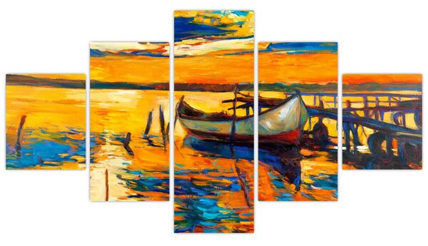 Obraz - Loďka při západu slunce (125x70 cm)