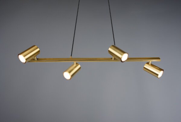 Trio Leuchten 302400404 MARLEY brass - Závěsný bodový lustr nad stůl ve staromosazné barvě, 4 x GU10, 80cm (Čtyřbodový lustr nad jídelní stůl s naklápěcími hlavami)