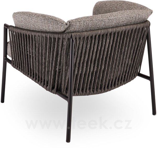 Stern Nízké křeslo Zoe, Stern, 82x77x65 cm, rám lakovaný hliník černý (black matt), lankový výplet barva basalt, venkovní látka barva Mélange grey, rychleschnoucí výplň, včetně krycí plachty
