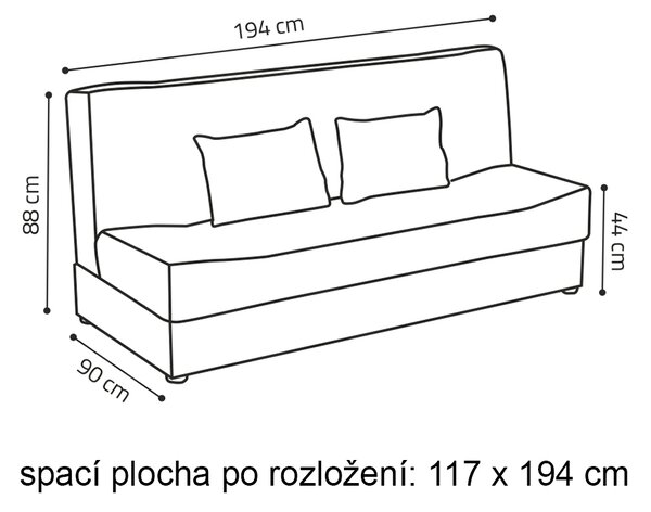 Pohovka Sonia | 194 cm | rozkládací + úložný prostor | enjoy 21 šedá