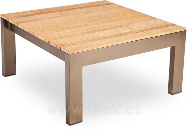 Stern Konferenční stolek Luc, Stern, čtvercový 80x80x40 cm, rám lakovaný hliník sand matt, deska teak