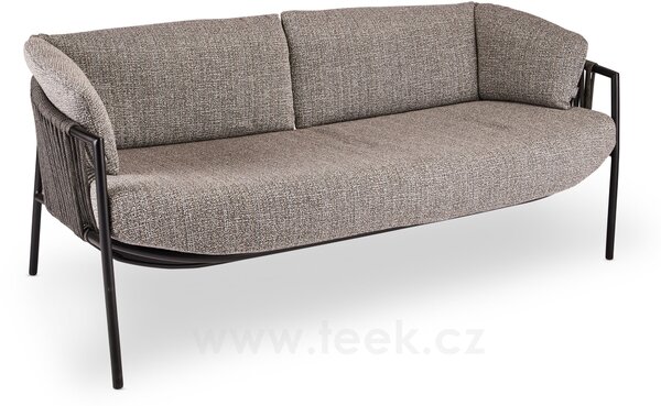 Stern 2,5-místná pohovka Zoe, Stern, 169x77x65 cm, rám lakovaný hliník černý (black matt), lankový výplet barva basalt, venkovní látka barva Mélange grey, rychleschnoucí výplň, včetně krycí plachty