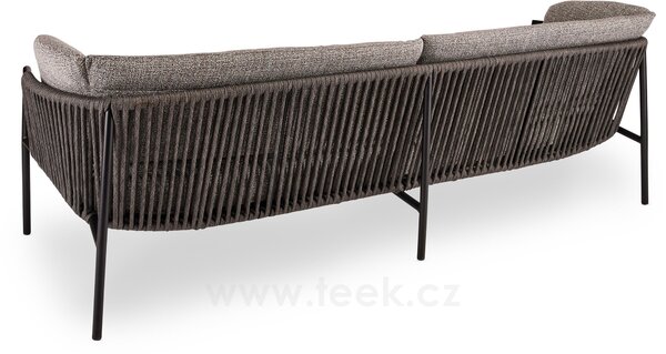 Stern 3-místná pohovka Zoe, Stern, 215x77x65 cm, rám lakovaný hliník černý (black matt), lankový výplet barva basalt, venkovní látka barva Mélange grey, rychleschnoucí výplň, včetně krycí plachty