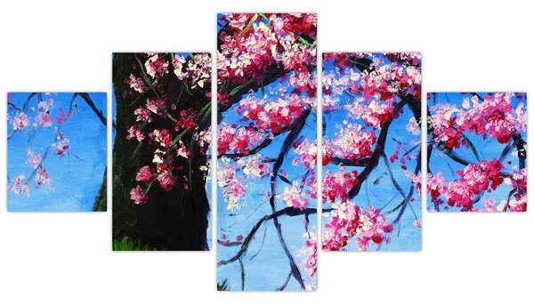 Obraz malované rozkvetlé třešně (125x70 cm)
