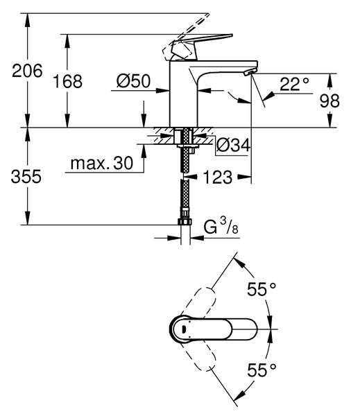 Grohe Eurosmart Cosmopolitan umyvadlová baterie stojící chrom 23327000