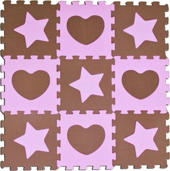 SUN TA TOYS Pěnové puzzle Hvězdy a srdce růžové S4 (30x30)