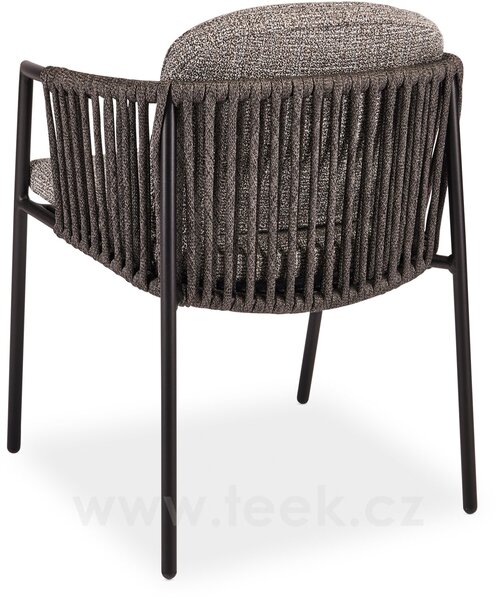 Stern Jídelní křeslo Zoe, Stern, 61x55x70 cm, rám lakovaný hliník černý (black matt), lankový výplet barva basalt, venkovní látka barva Mélange grey