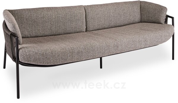 Stern 3-místná pohovka Zoe, Stern, 215x77x65 cm, rám lakovaný hliník černý (black matt), lankový výplet barva basalt, venkovní látka barva Mélange grey, rychleschnoucí výplň, včetně krycí plachty