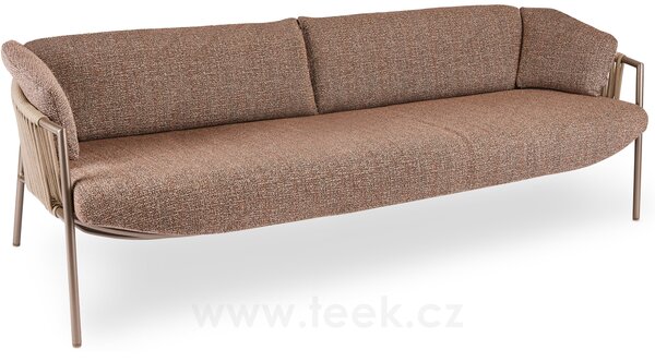 Stern 3-místná pohovka Zoe, Stern, 215x77x65 cm, rám lakovaný hliník černý (black matt), lankový výplet barva basalt, venkovní látka barva Mélange grey, rychleschnoucí výplň, včetně krycí plachty