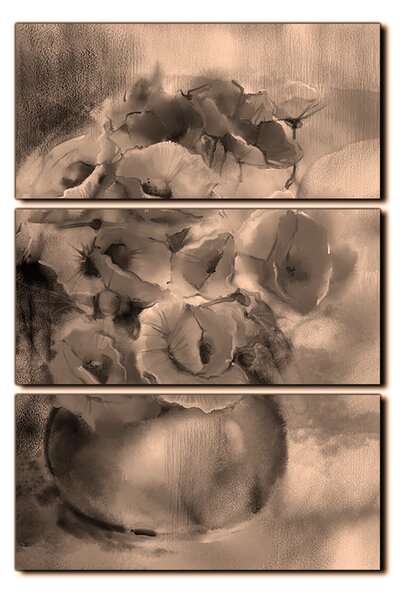 Obraz na plátně - Akvarel, kytice máků, reprodukce- obdélník 7270FB (90x60 cm )