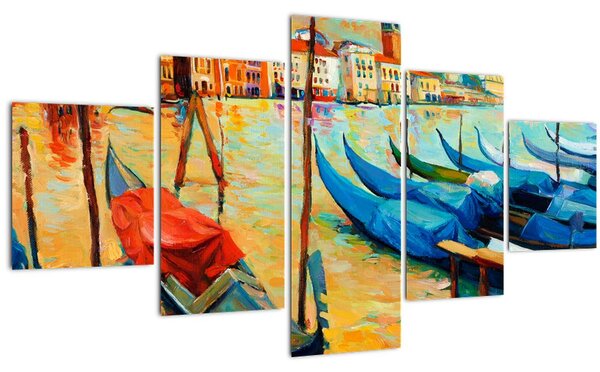 Obraz - Přístav v Benátkách (125x70 cm)