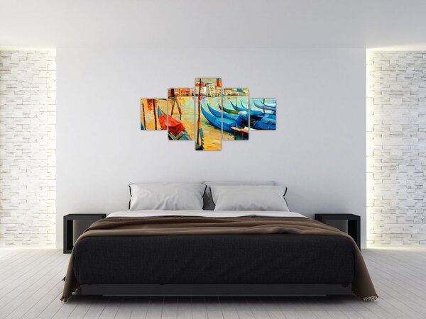 Obraz - Přístav v Benátkách (125x70 cm)