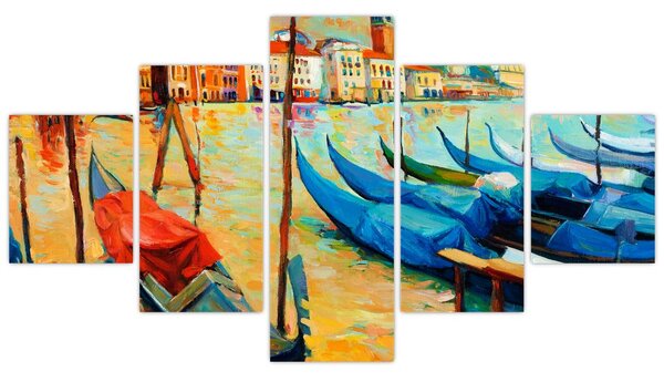 Obraz - Přístav v Benátkách (125x70 cm)