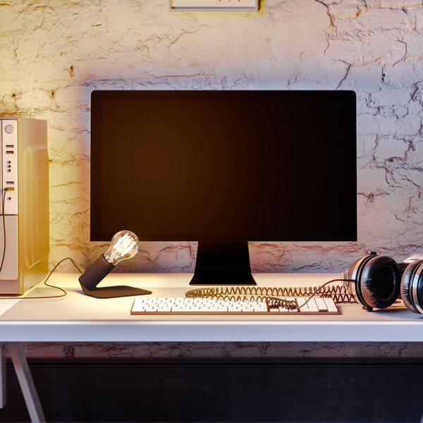 Creative cables Stolní lampa SI! 5V se žárovkou A60 a kovovým podstavcem Barva: Matná měď