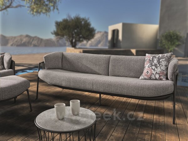 Stern Odkládací stolek Oxo, Stern, kulatý 51x37 cm, průměr desky 48 cm, rám lakovaný hliník černý (black matt), deska keramika dekor Stone grey