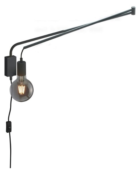 Trio Leuchten 200200132 LINE - Velká nástěnná lampa na otočném rameni na retro žárovku - od zdi max 150cm (Nástenná lampa v černé barvě s vypínačem na kabelu do zásuvky)