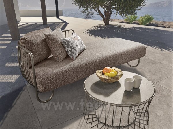 Stern Odkládací stolek Oxo, Stern, kulatý 71x37 cm, průměr desky 68 cm, rám lakovaný hliník černý (black matt), deska keramika dekor Stone grey