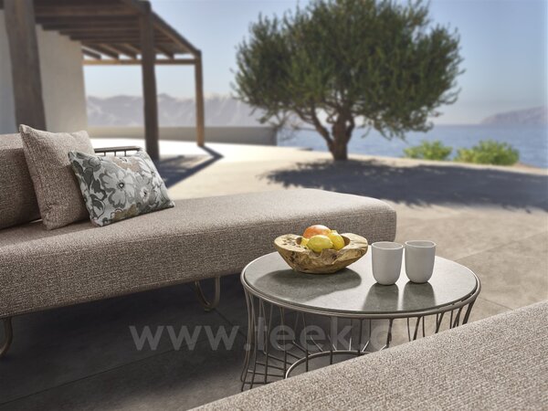 Stern Odkládací stolek Oxo, Stern, kulatý 71x37 cm, průměr desky 68 cm, rám lakovaný hliník černý (black matt), deska keramika dekor Stone grey