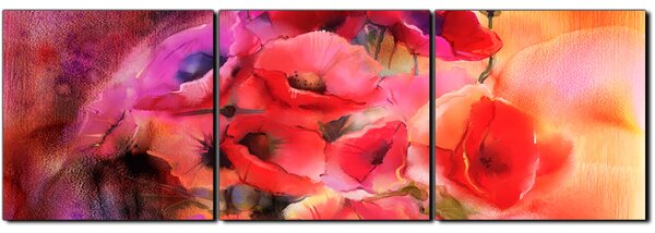 Obraz na plátně - Akvarel, kytice máků, reprodukce- panoráma 5270B (90x30 cm)