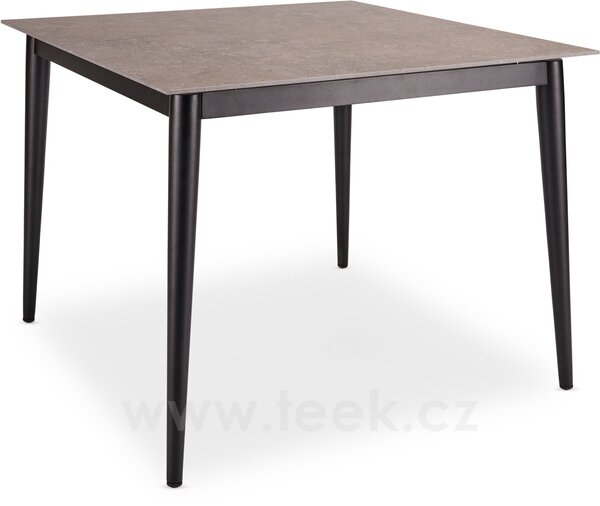 Stern Jídelní stůl Ava, Stern, čtvercový 100x100x74 cm, rám lakovaný hliník černý (black matt), deska keramika dekor Stone grey