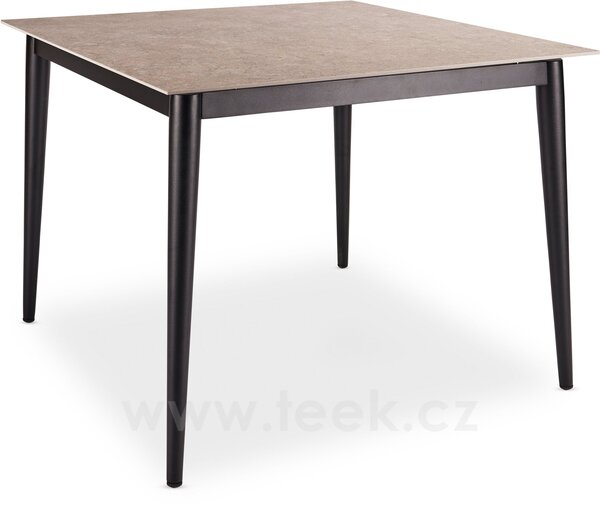 Stern Jídelní stůl Ava, Stern, čtvercový 100x100x74 cm, rám lakovaný hliník černý (black matt), deska keramika dekor Stone grey