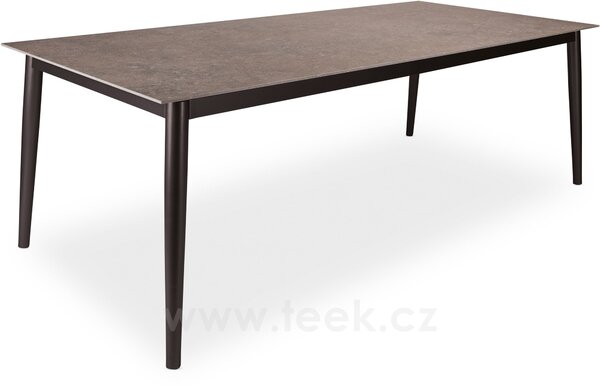 Stern Jídelní stůl Ava, Stern, obdélníkový 220x100x74 cm, rám lakovaný hliník černý (black matt), deska keramika dekor Stone grey