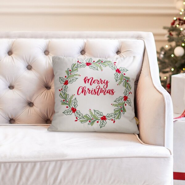VÁNOČNÍ DEKORAČNÍ POVLAK NA POLŠTÁŘ MERRY 45X45 CM VZOROVANÝ