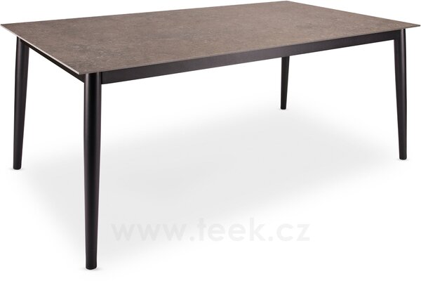 Stern Jídelní stůl Ava, Stern, obdélníkový 180x100x74 cm, rám lakovaný hliník černý (black matt), deska keramika dekor Stone grey